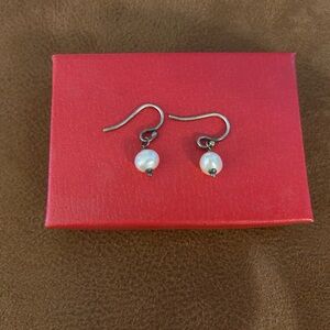 Imitation pearl drop earrings